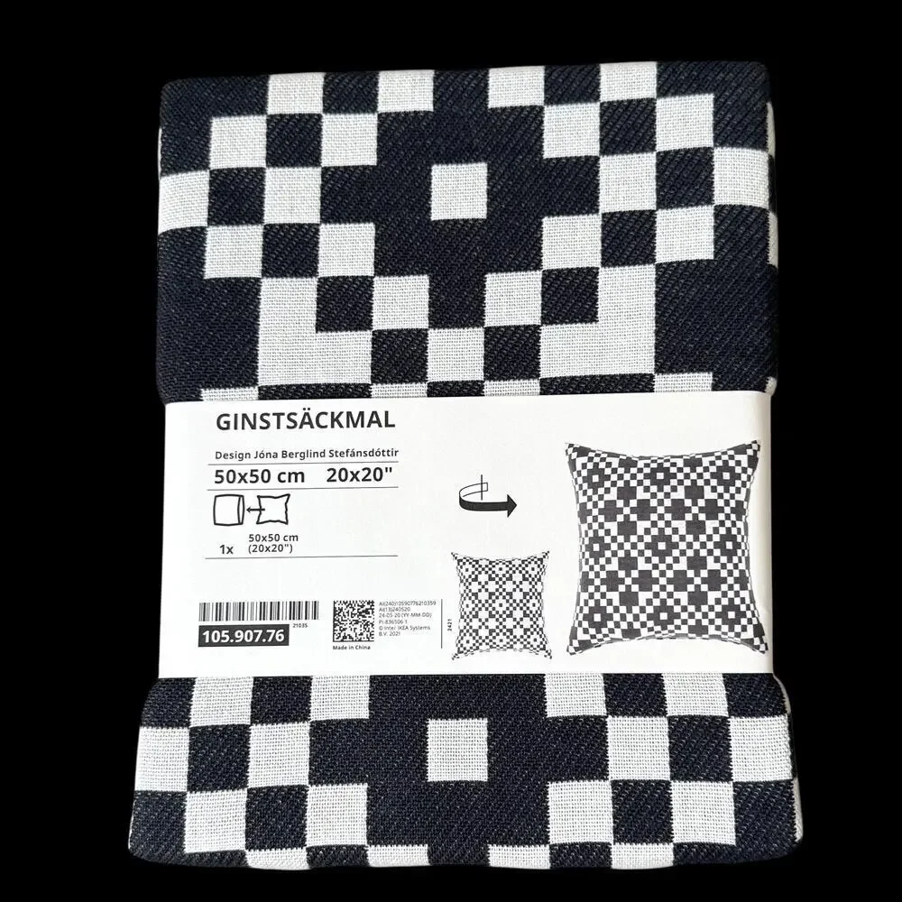 IKEA GINSTSACKMAL Black & White Pillow Cover 20x20 
